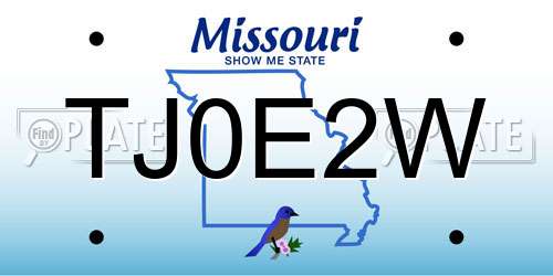 TJ0E2W Missouri License Plate