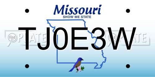 TJ0E3W Missouri License Plate