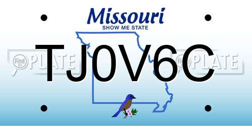 TJ0V6C Missouri License Plate