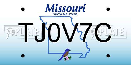 TJ0V7C Missouri License Plate