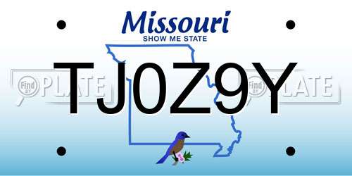 TJ0Z9Y Missouri License Plate