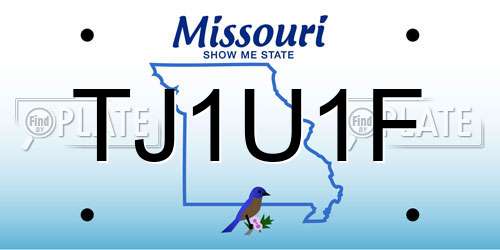 TJ1U1F Missouri License Plate