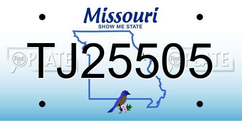 TJ25505 Missouri License Plate