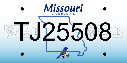 TJ25508 Missouri License Plate