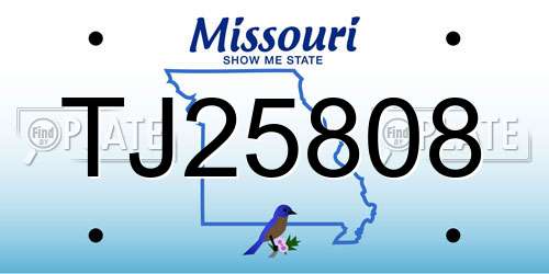 TJ25808 Missouri License Plate