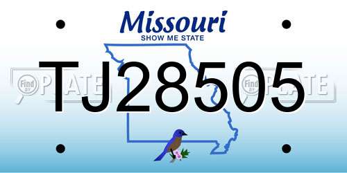 TJ28505 Missouri License Plate