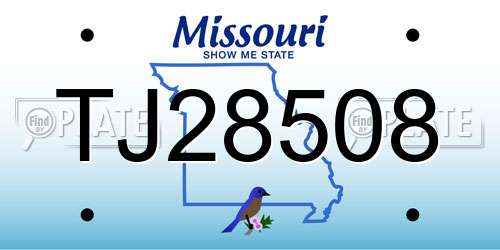 TJ28508 Missouri License Plate