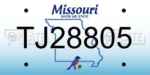 TJ28805 Missouri License Plate
