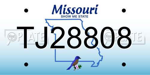 TJ28808 Missouri License Plate