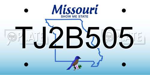 TJ2B505 Missouri License Plate