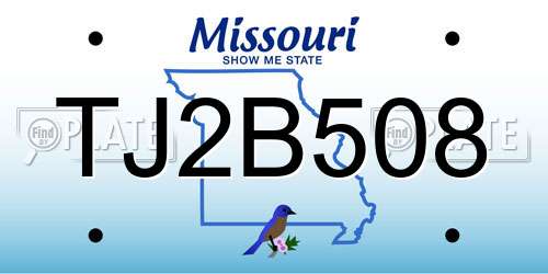 TJ2B508 Missouri License Plate