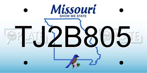 TJ2B805 Missouri License Plate