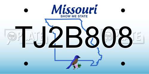 TJ2B808 Missouri License Plate