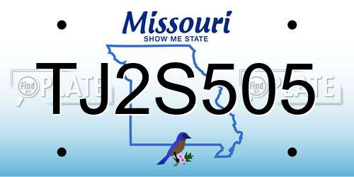 TJ2S505 Missouri License Plate