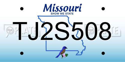 TJ2S508 Missouri License Plate
