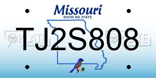 TJ2S808 Missouri License Plate
