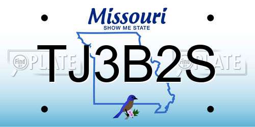 TJ3B2S Missouri License Plate