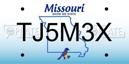 TJ5M3X Missouri License Plate
