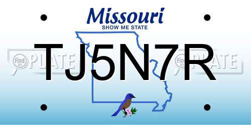 TJ5N7R Missouri License Plate
