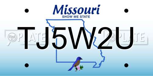 TJ5W2U Missouri License Plate