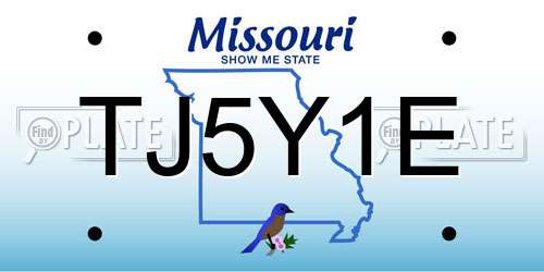TJ5Y1E Missouri License Plate