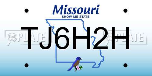 TJ6H2H Missouri License Plate