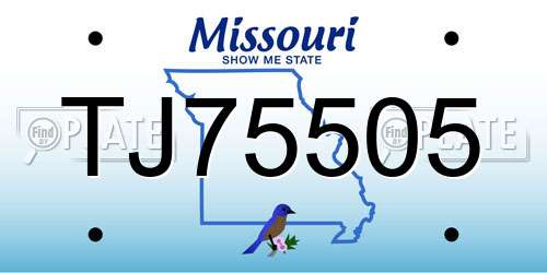 TJ75505 Missouri License Plate
