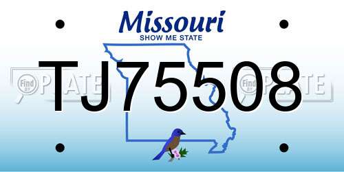 TJ75508 Missouri License Plate