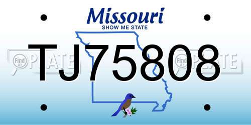 TJ75808 Missouri License Plate
