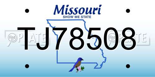 TJ78508 Missouri License Plate
