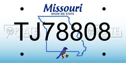 TJ78808 Missouri License Plate