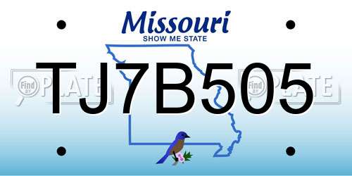 TJ7B505 Missouri License Plate