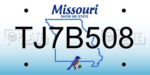TJ7B508 Missouri License Plate