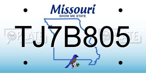 TJ7B805 Missouri License Plate