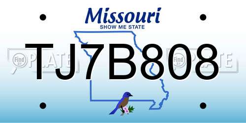 TJ7B808 Missouri License Plate