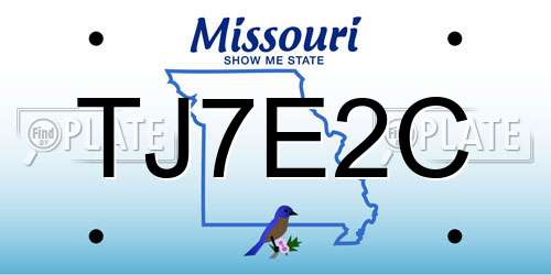 TJ7E2C Missouri License Plate
