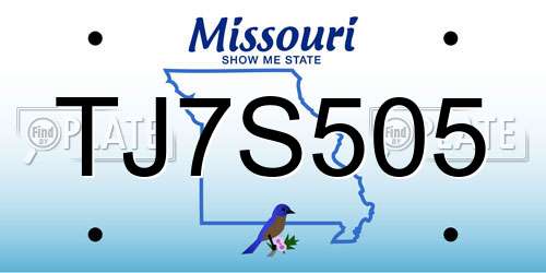TJ7S505 Missouri License Plate
