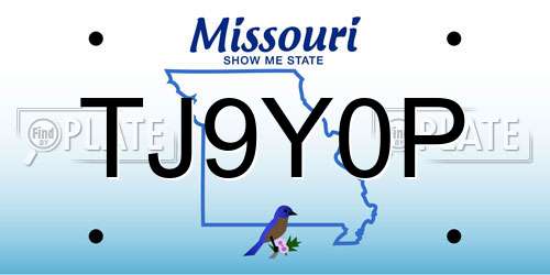 TJ9Y0P Missouri License Plate