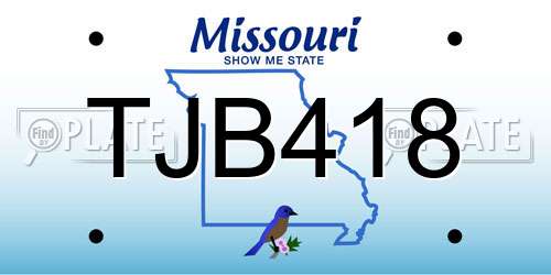 TJB418 Missouri License Plate