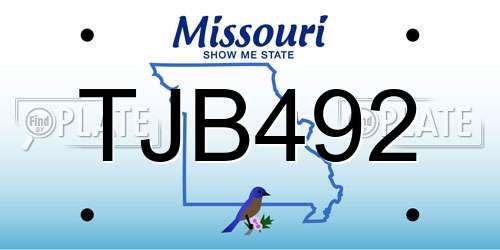 TJB492 Missouri License Plate