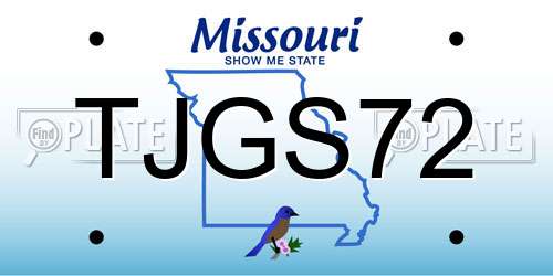 TJGS72 Missouri License Plate