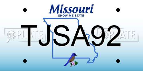 TJSA92 Missouri License Plate