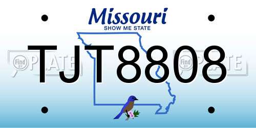 TJT8808 Missouri License Plate