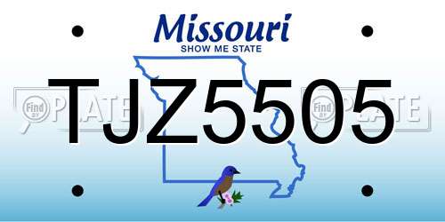 TJZ5505 Missouri License Plate