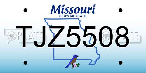 TJZ5508 Missouri License Plate