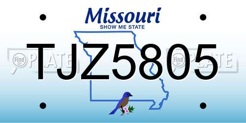 TJZ5805 Missouri License Plate