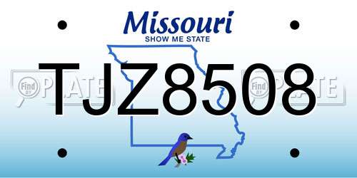 TJZ8508 Missouri License Plate