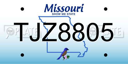 TJZ8805 Missouri License Plate