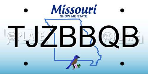 TJZBBQB Missouri License Plate