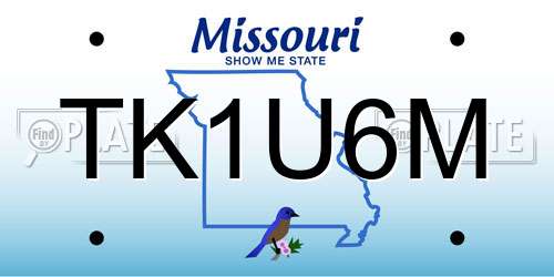 TK1U6M Missouri License Plate